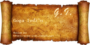 Goga Iván névjegykártya
